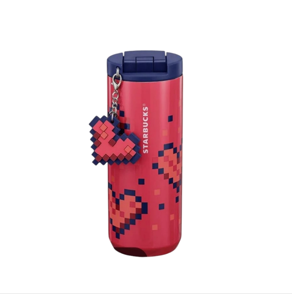 Starbucks Pink and Blue Tumbler with Heart Charm